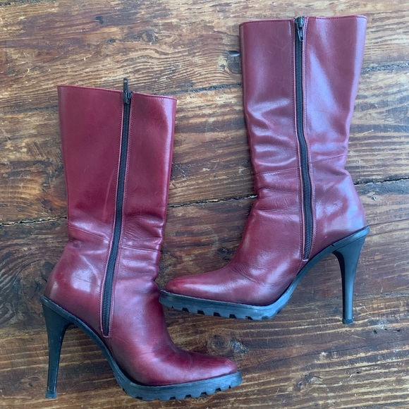 HOT Burgundy stiletto Paruolo boots from Buenos Aires - size 7 - Picture 2 of 7